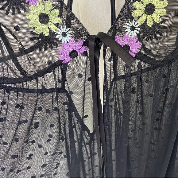Savage Fenty Free Spirit Floral Embroidery Night Slip Women’s 1X Black Strappy - Picture 7 of 16